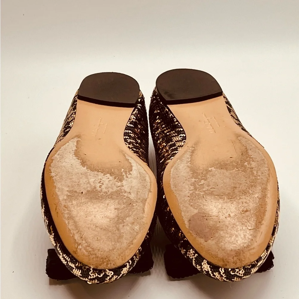 SALVATORE FERRAGAMO Sequin Herringbone Varina Coo Ballet Flat, Size 6.5 - Picture 9 of 11
